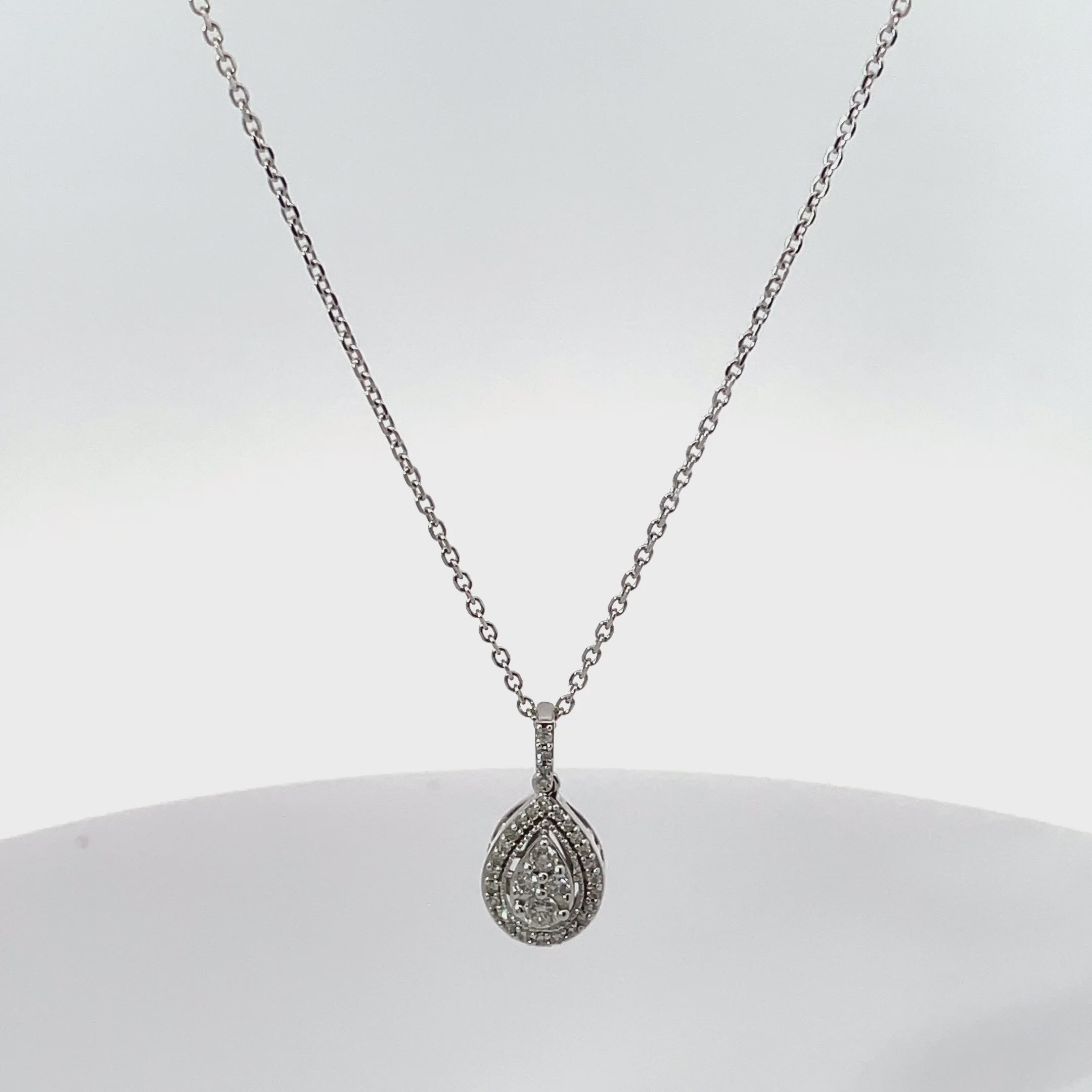 14K White Gold Diamond Pendant