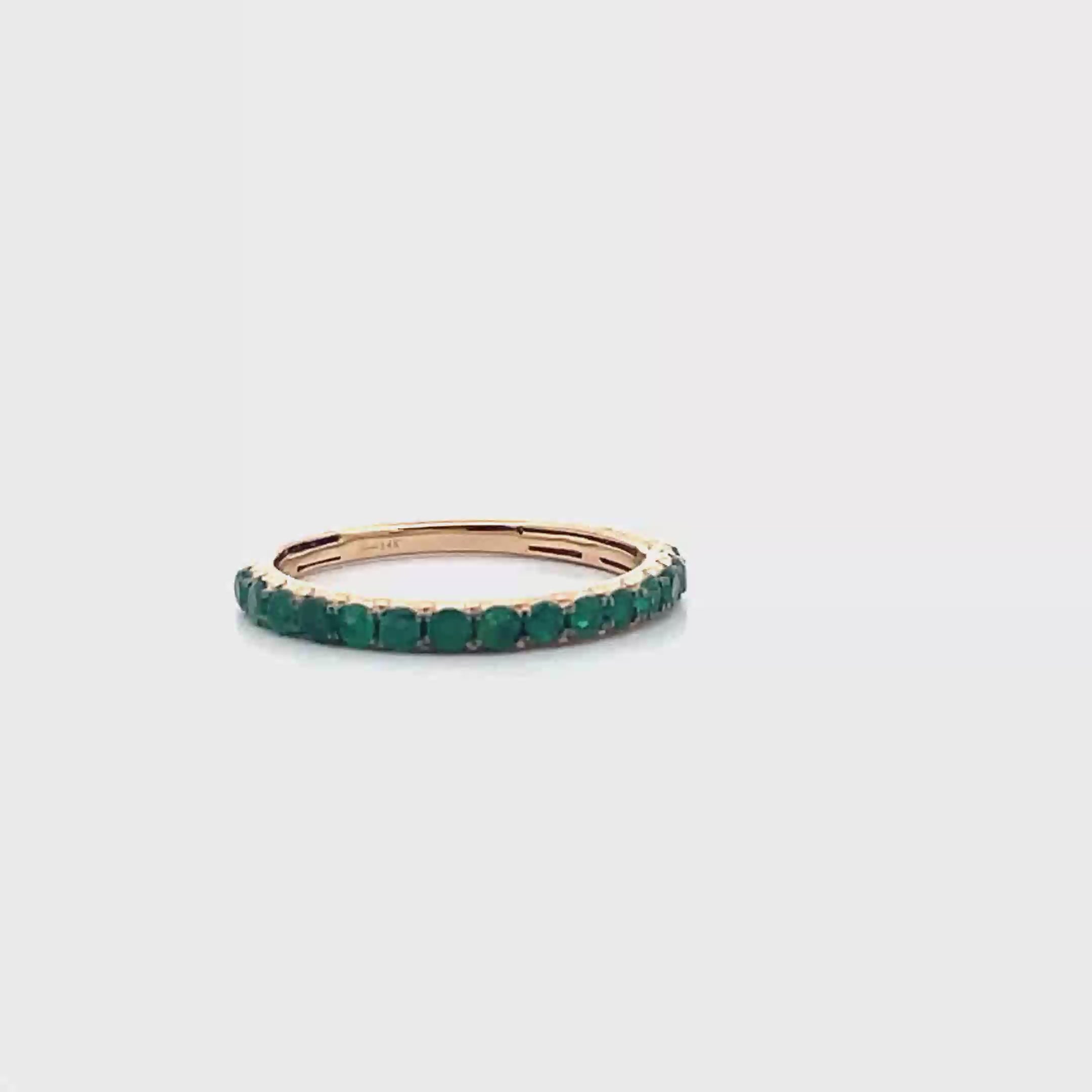 14K Yellow Gold Emerald Stackable Ring