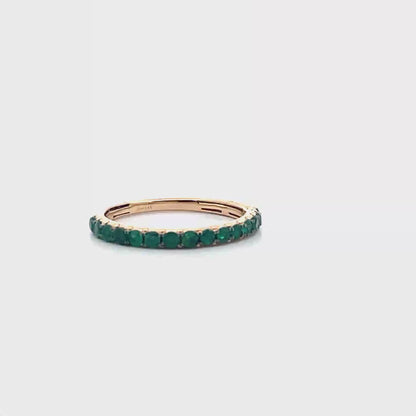 14K Yellow Gold Emerald Stackable Ring