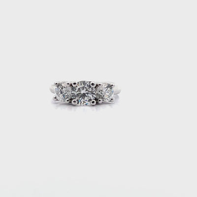 14K White Gold Three Stone Cubic Zirconia Ring