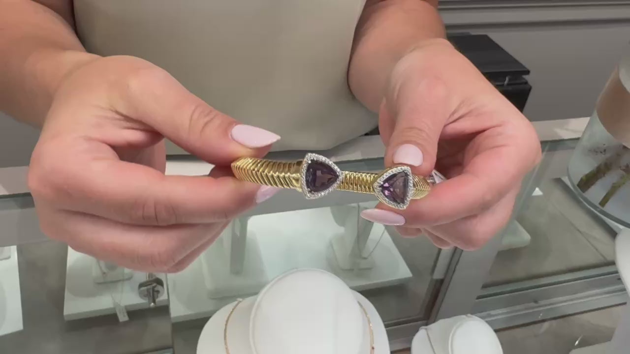 Marcello Pane Sterling Silver Bangle Bracelet with 18K Yellow Gold Overlay