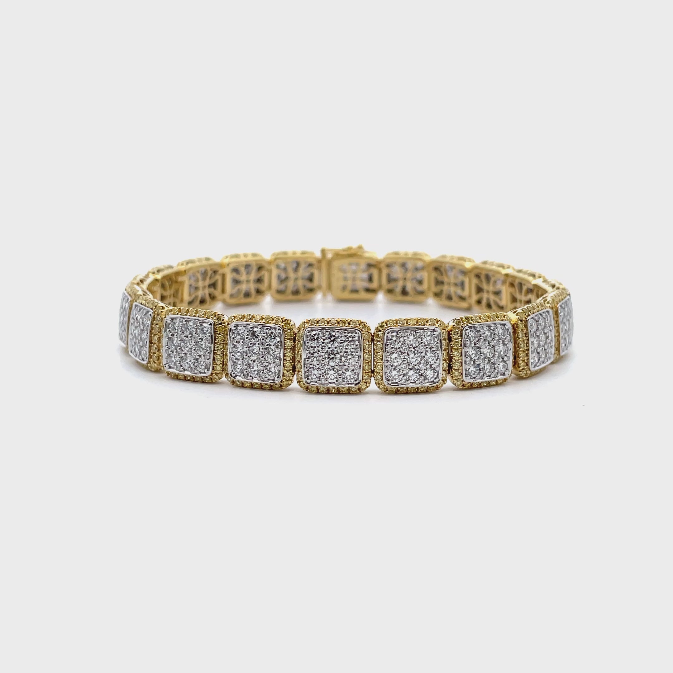 Load video: Simon G. LB2481 18K Two Tone Yellow and White Diamond Bracelet