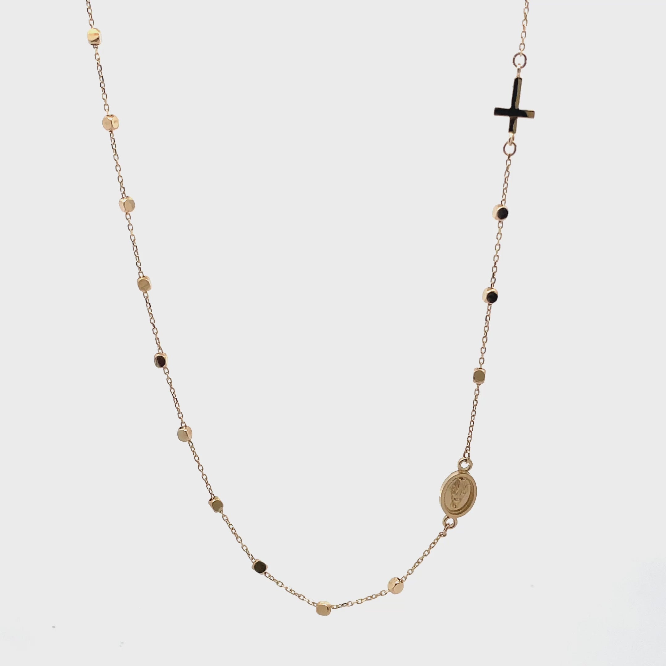 Lataa video: 14K Yellow Gold Rosary Necklace
