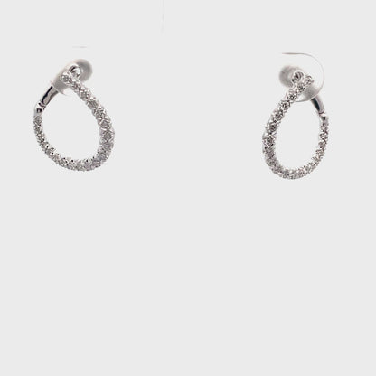 Allison Kaufman 14K White Gold Diamond Hoop Earrings