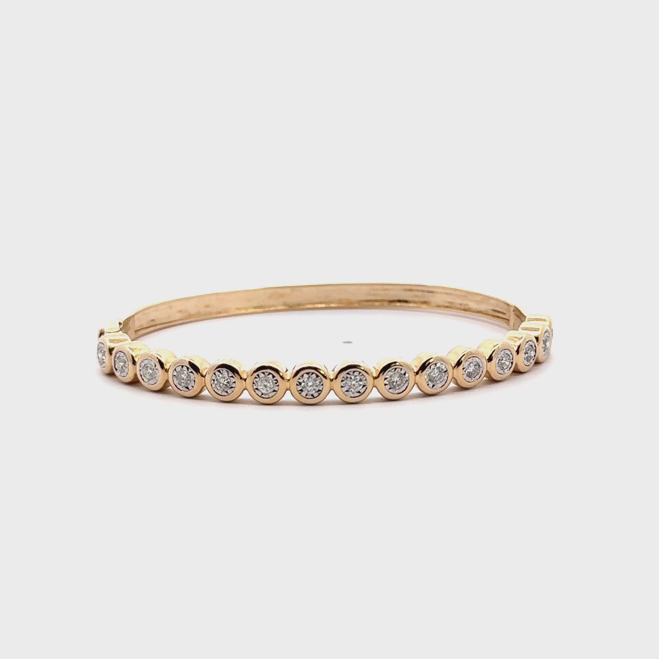 14K Yellow Gold Bangle Bracelet with Illusion Set Diamonds