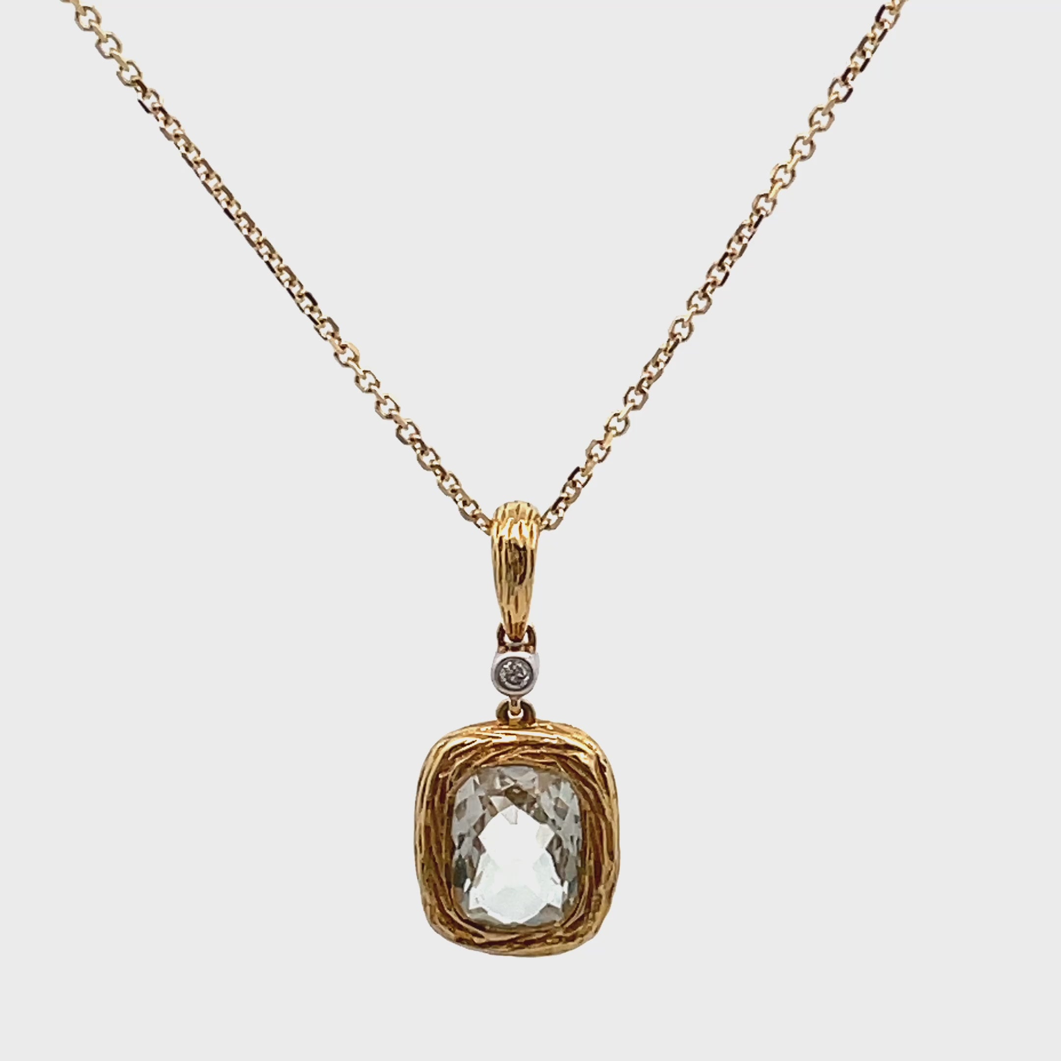 18K Yellow Gold 1.72 Carat Green Amethyst Pendant Necklace