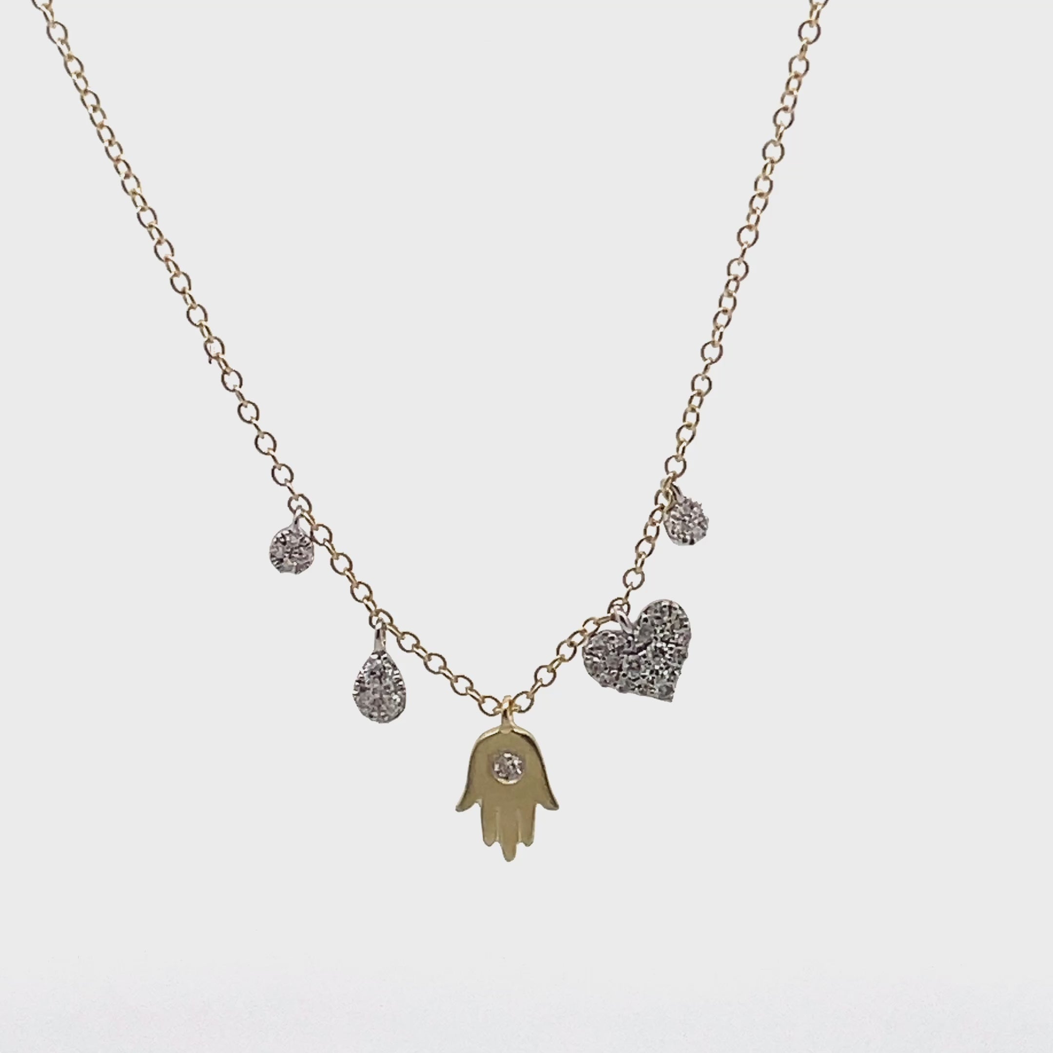 Meira T. 14K Yellow Gold Hand of God Diamond Necklace