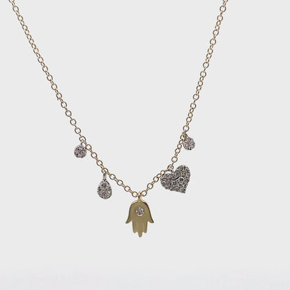 Meira T. 14K Yellow Gold Hand of God Diamond Necklace