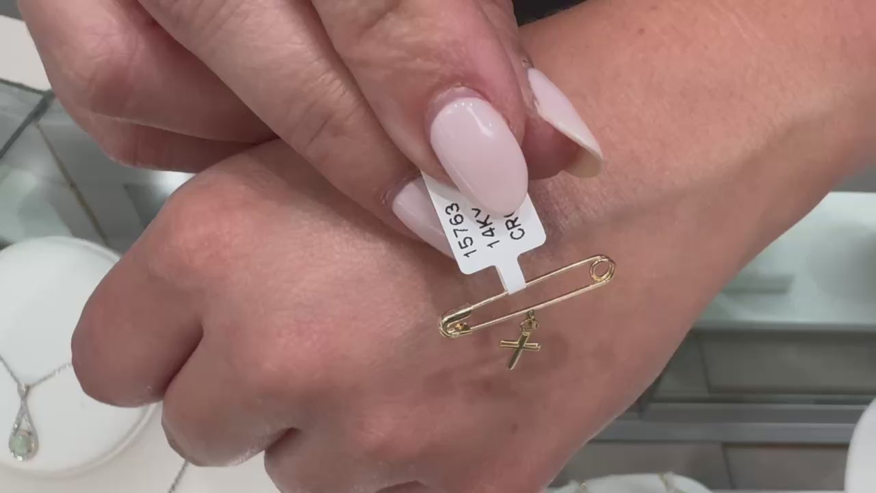 14K Yellow Gold Baby Pin with Mini Cross