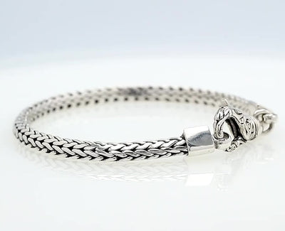 Sterling Silver 5mm Balinese Woven Chain Bracelet, 8 inches with Large Lobster Lock