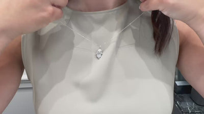 14K White Gold Hamsa Diamond Necklace with Eye