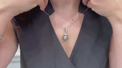 18K White Gold South Sea Tahitian Pearl Pendant Necklace