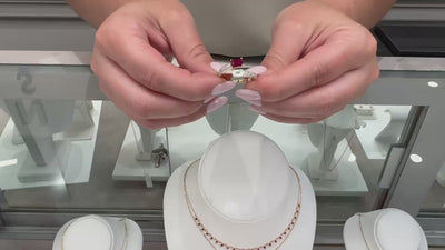 Emerald Cut Diamond and Step Cut Ruby Bypass Ring in 14K Yellow Gold