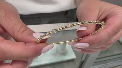 14K Yellow Gold Flexible Diamond Bangle Bracelet