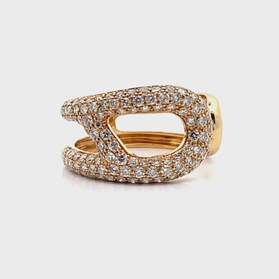 18K Yellow Gold 1.03 Carat Diamond Safety Pin Ring Open and Tapered