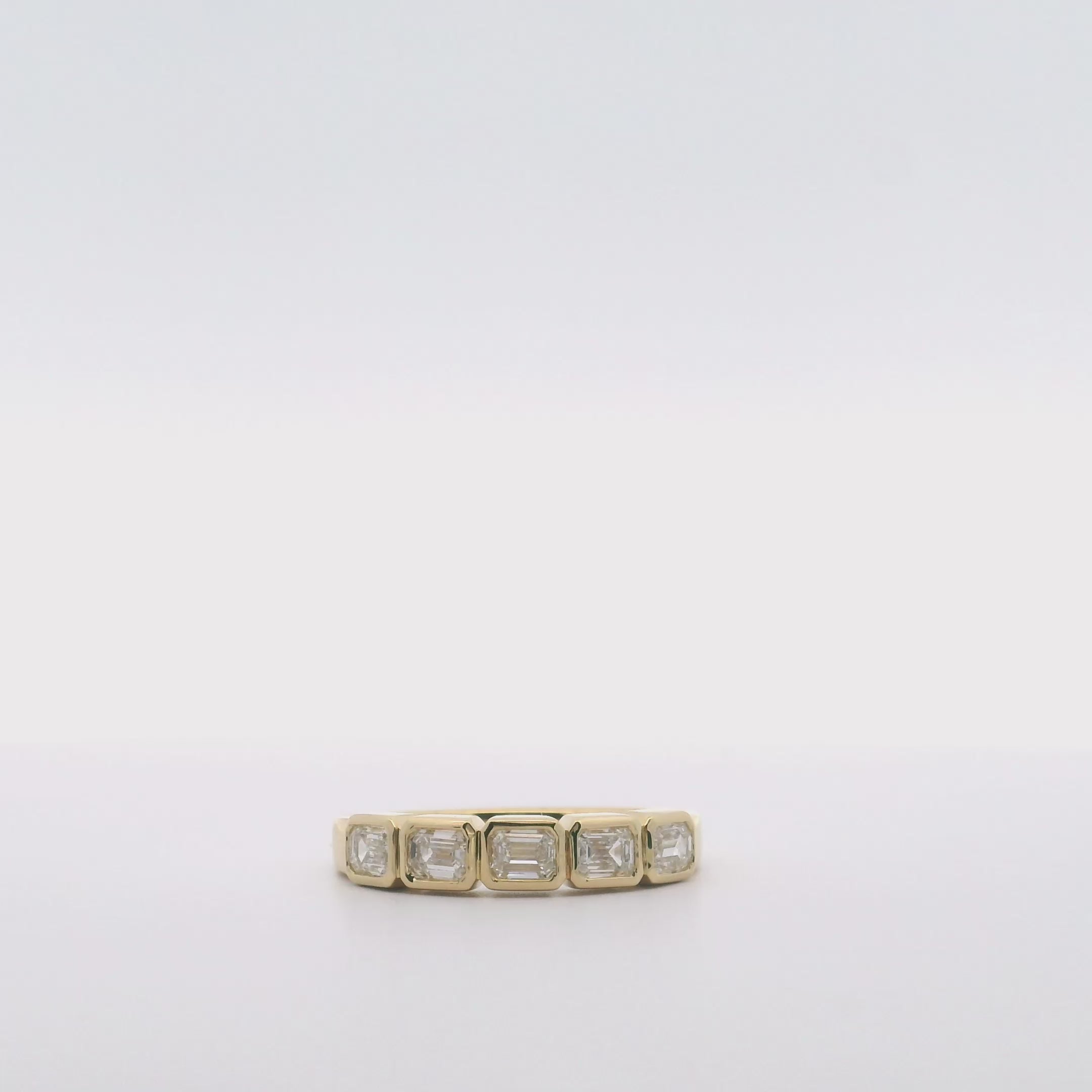 14K Yellow Gold Bezel Set Ring with Diamonds- Size 7
