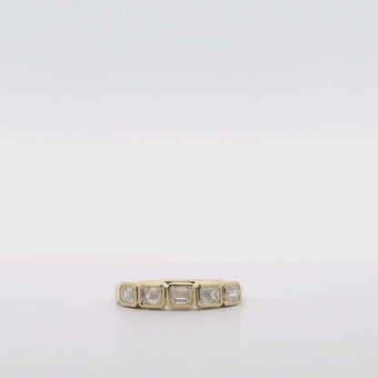 14K Yellow Gold Bezel Set Ring with Diamonds- Size 7