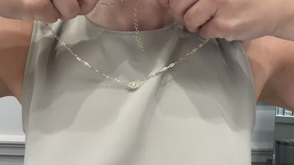 14K Yellow Gold Paperclip Evil Eye Necklace