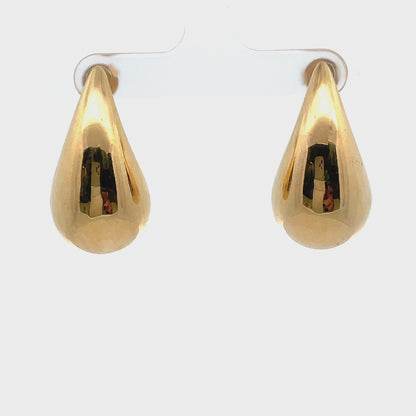 18K Yellow Gold Teardrop Drop Earrings