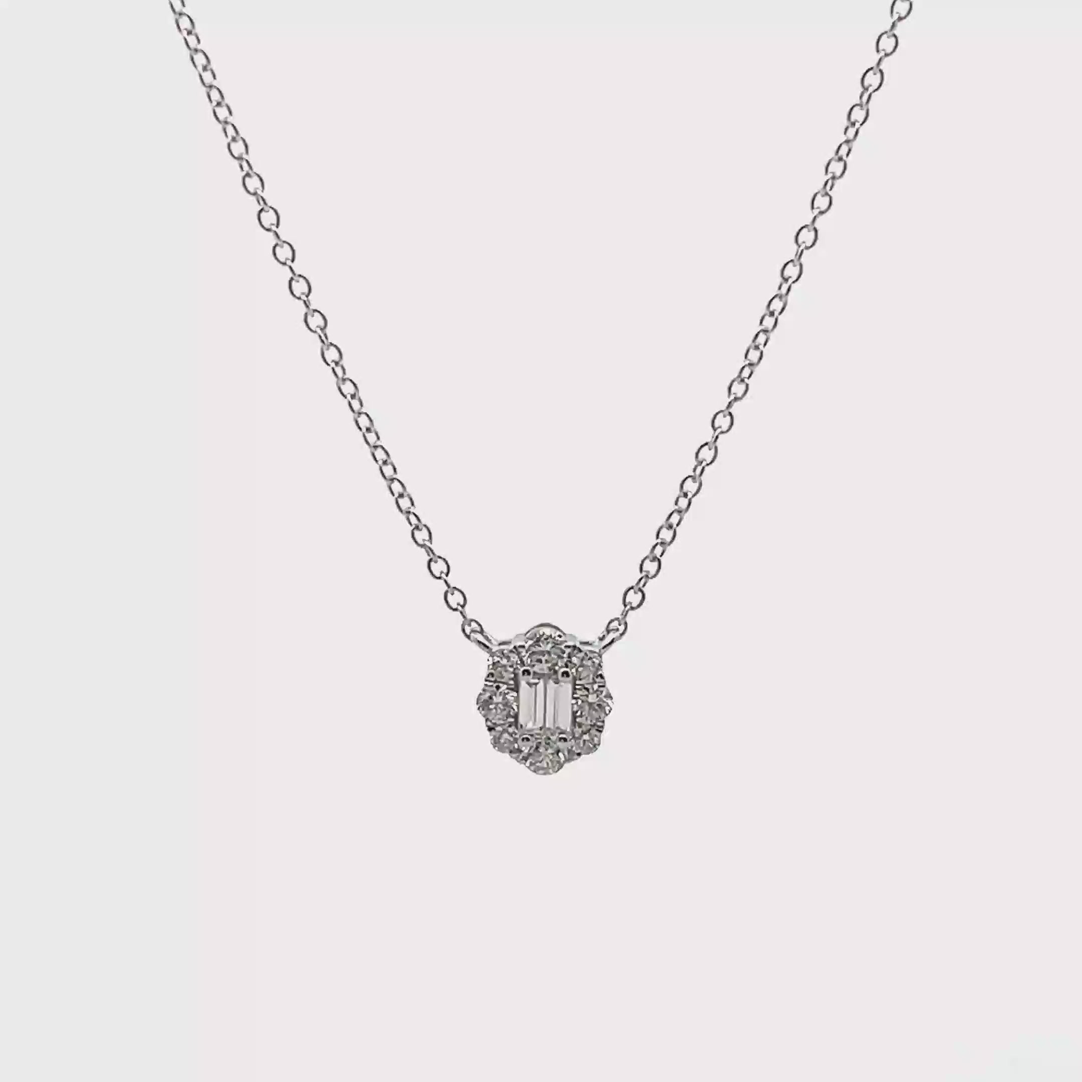 18K White Gold Diamond Pendant Necklace