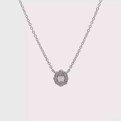 18K White Gold Diamond Pendant Necklace