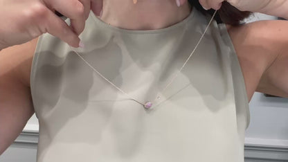 14K Rose Gold Diamond Necklace with One Oval Pink Sapphire