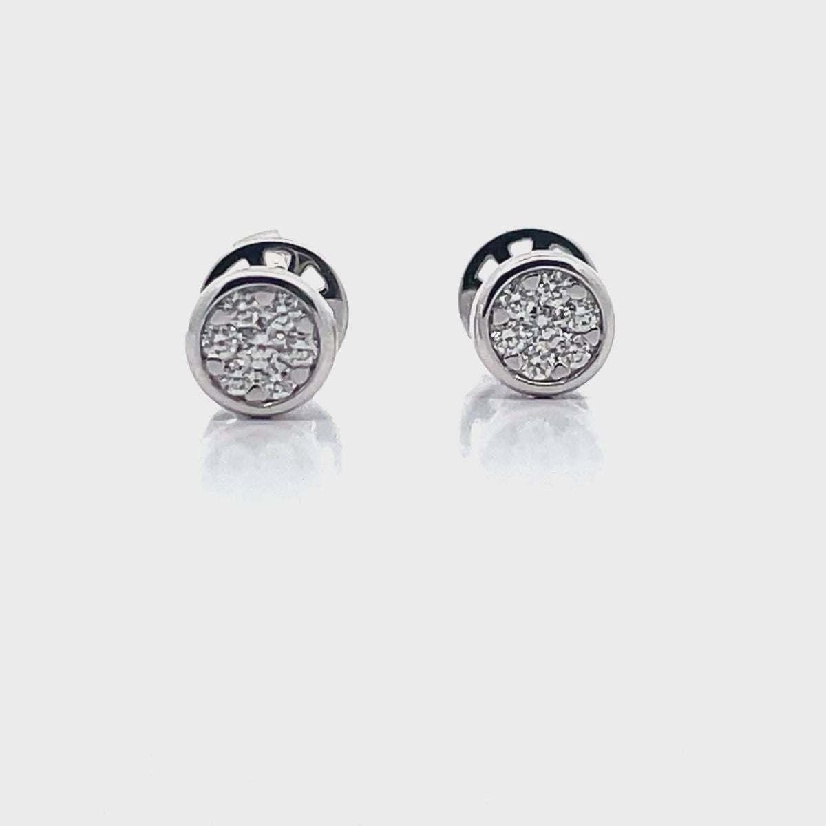 14K White Gold Small Round 0.22 Carat Diamond Bezel Stud Earrings