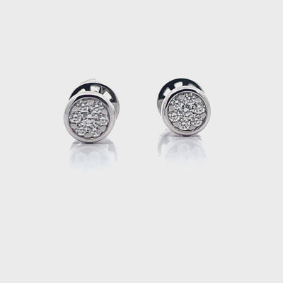14K White Gold Small Round 0.22 Carat Diamond Bezel Stud Earrings