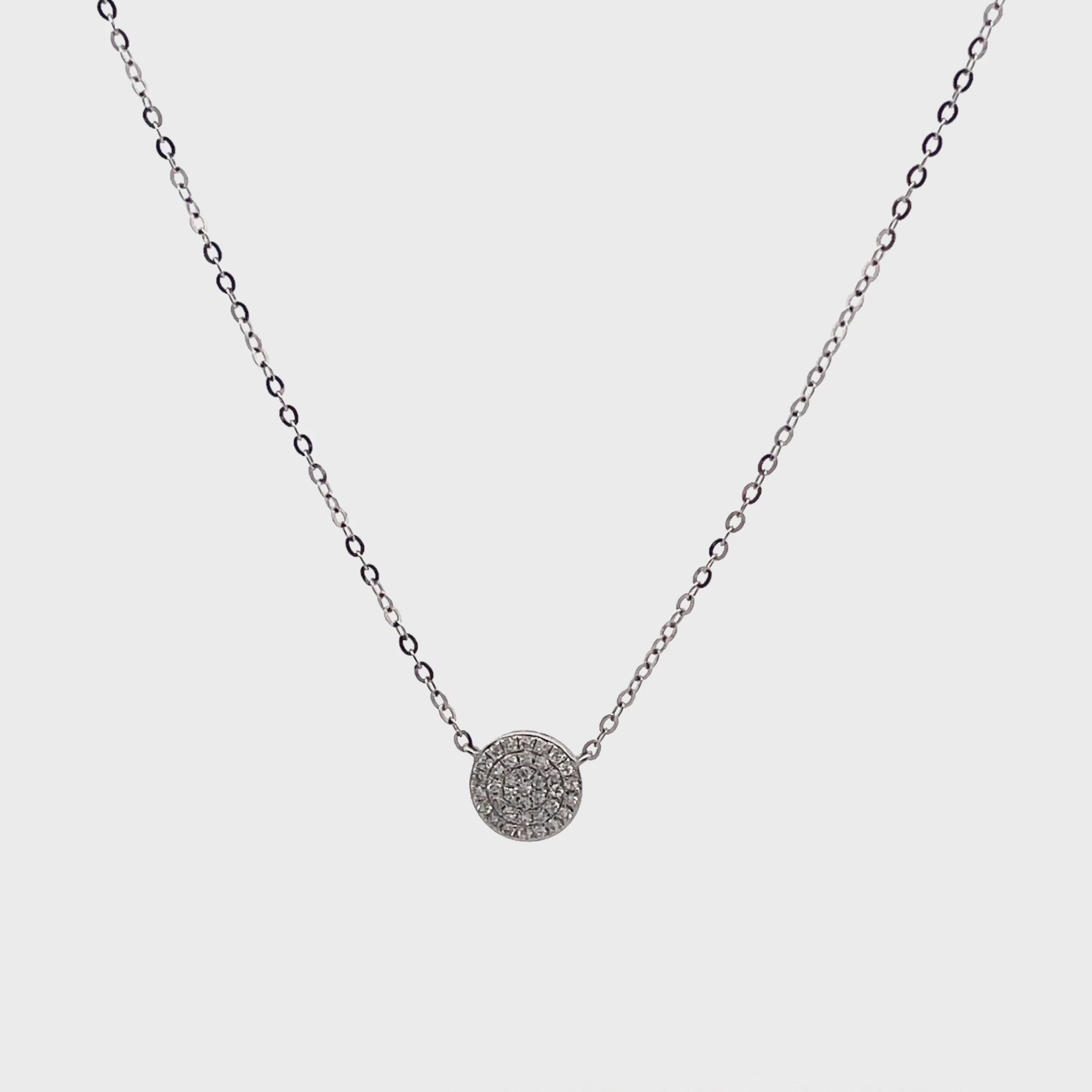 Video laden: 14k White Gold 0.11 Carat Diamond Circle Pendant Necklace
