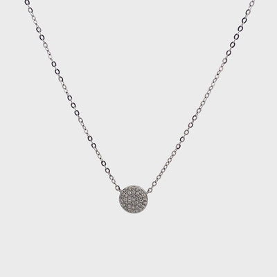 14k White Gold 0.11 Carat Diamond Circle Pendant Necklace