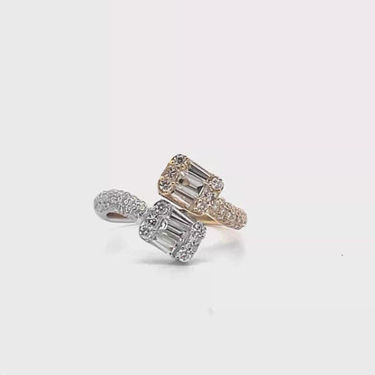 18K Yellow & White Gold Diamond Bypass Ring