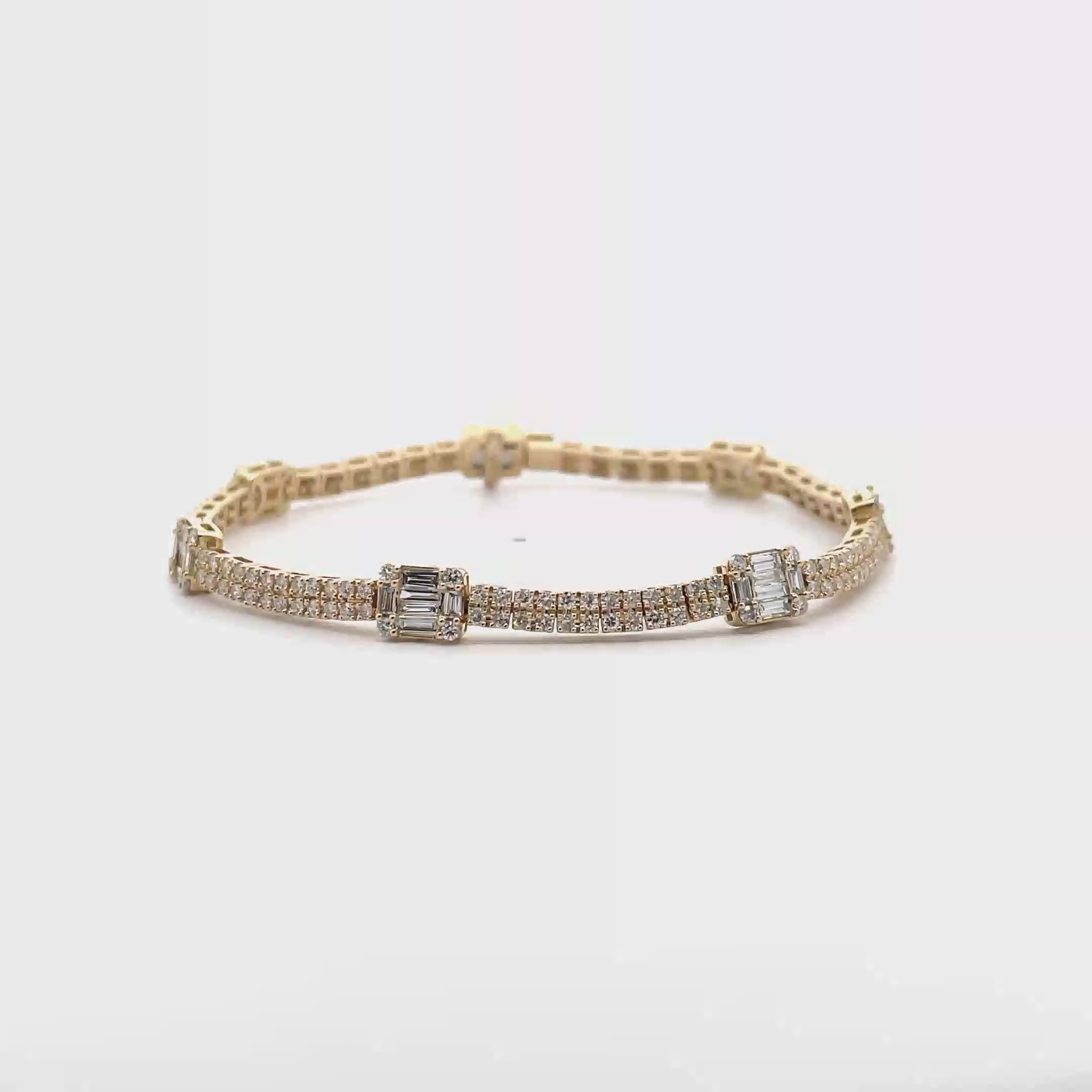 14K Yellow Gold Diamond Tennis Bracelet