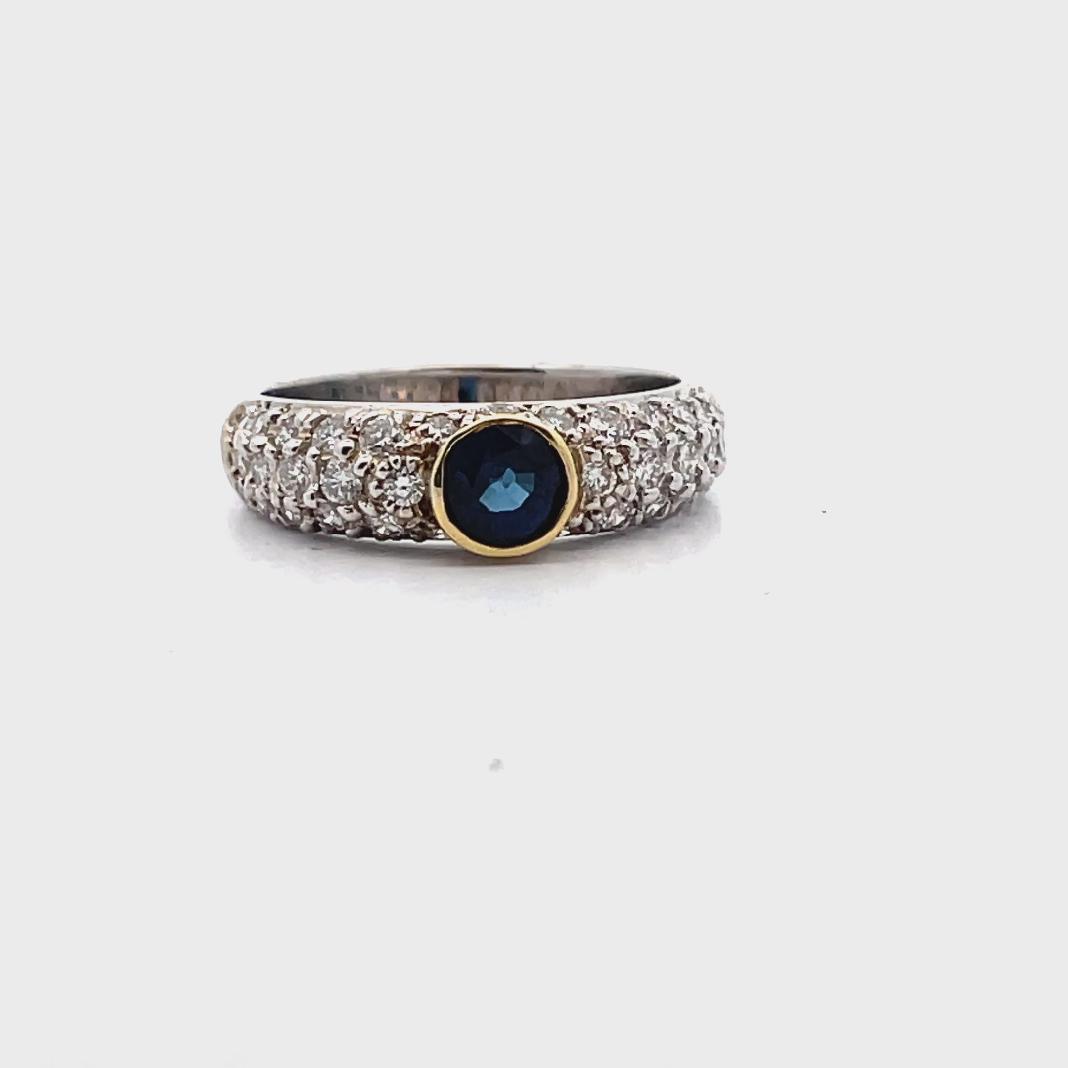 Sapphire Ring with 1.00 Carat of Diamonds Set in White Gold