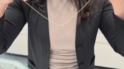 Meira T. N13124/TY 14K Yellow Gold Emerald Hamsa Hand Necklace