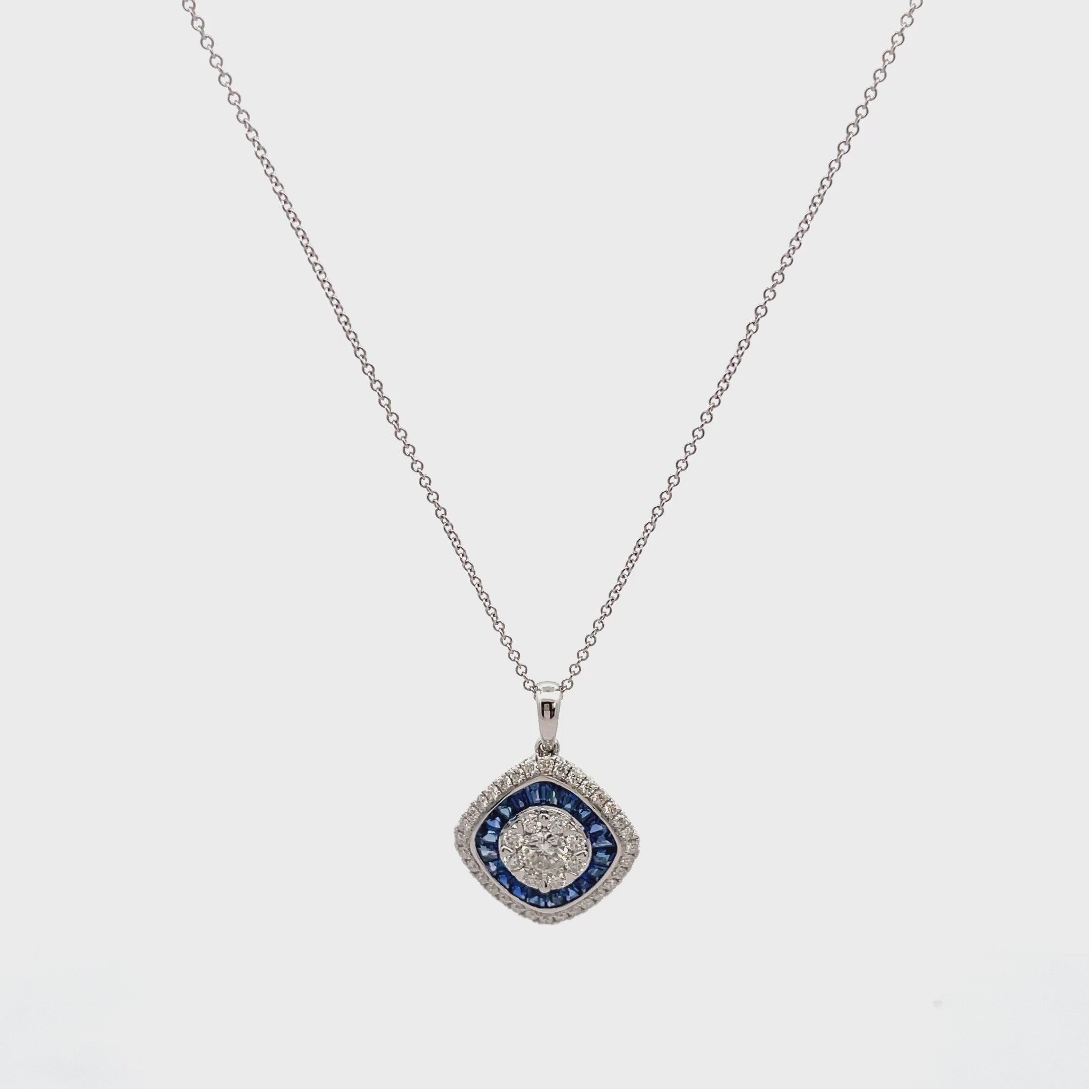 Simon G. LP4799 18K White Gold Sapphire and Diamond Necklace