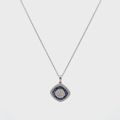 Simon G. LP4799 18K White Gold Sapphire and Diamond Necklace