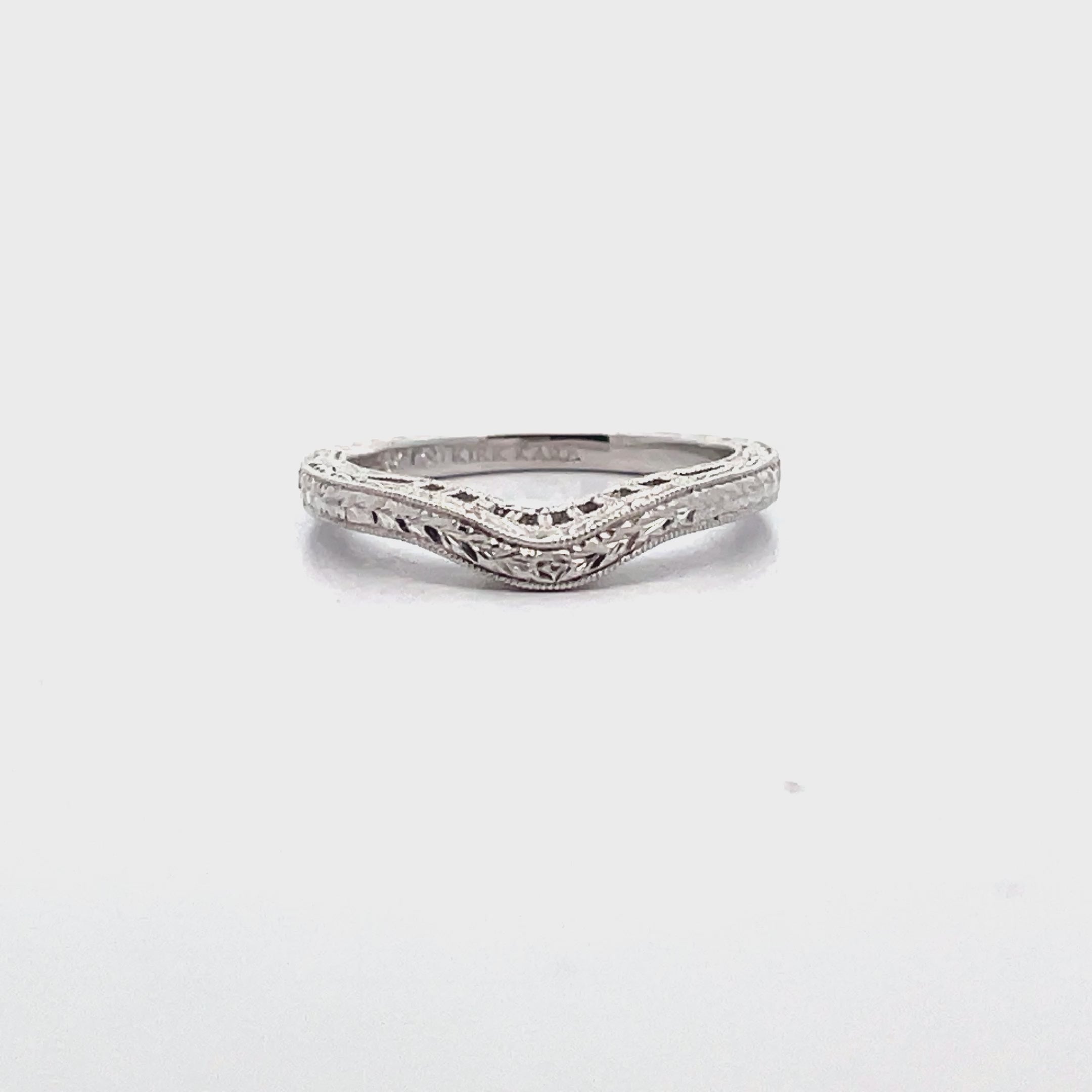 Kirk Kara SS6454B-BS Diamond Wedding Band with Hand Carving