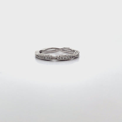 Tacori 2645 18K White Gold Half Way Classic Crescent Wedding Band with Diamonds 0.23 Carats