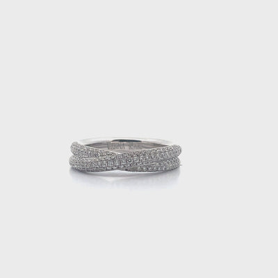 Vanna K 18K White Gold Half-Way Diamond Overlapping Criss Cross Twist