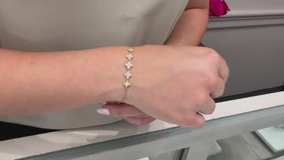 Quatrefoil Five Station 0.70 Carat Diamond Bracelet in 18K Yellow Gold