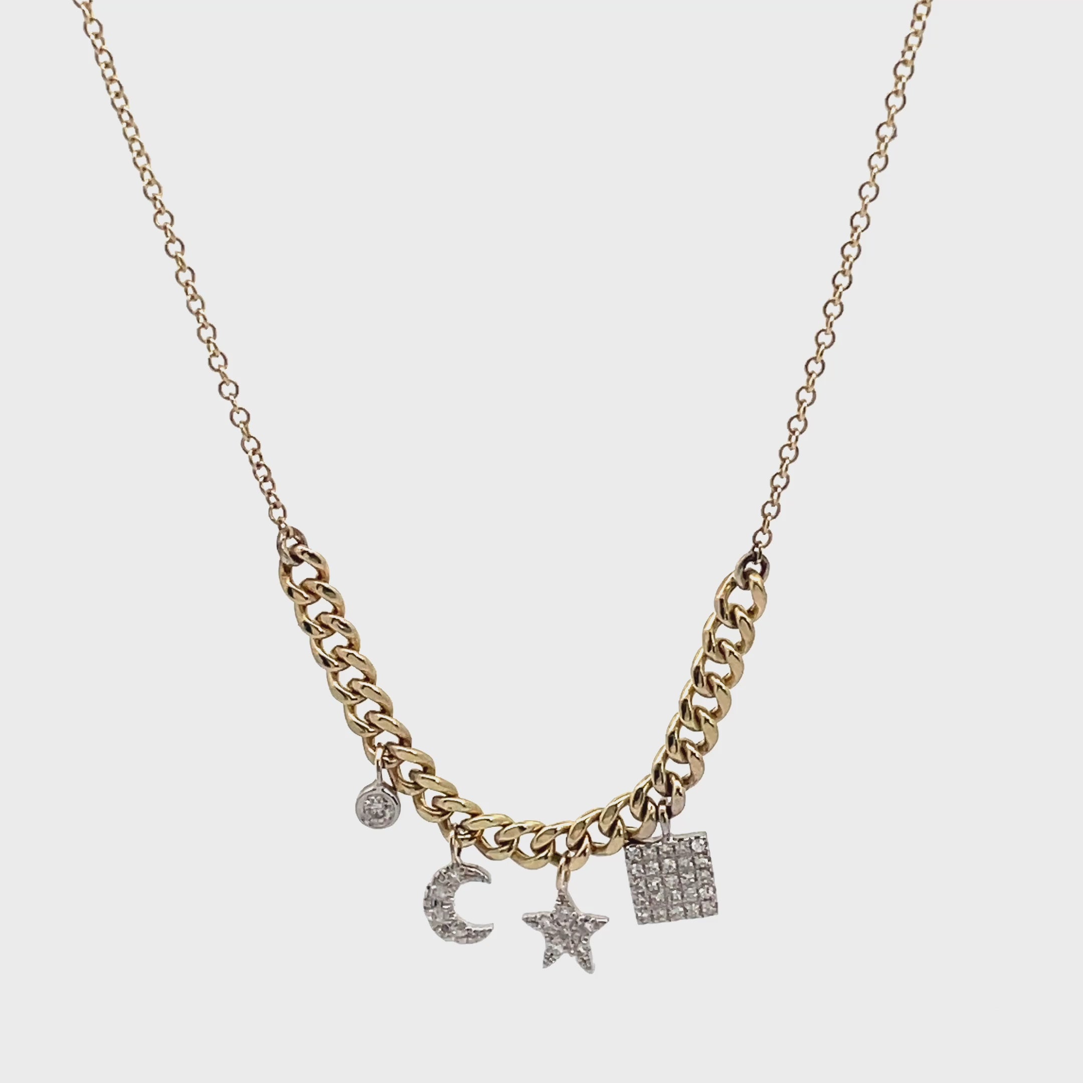 Indlæs video: Meira T. 14K Gold Star &amp; Moon Charm Necklace