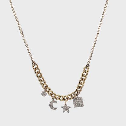Meira T. 14K Gold Star & Moon Charm Necklace