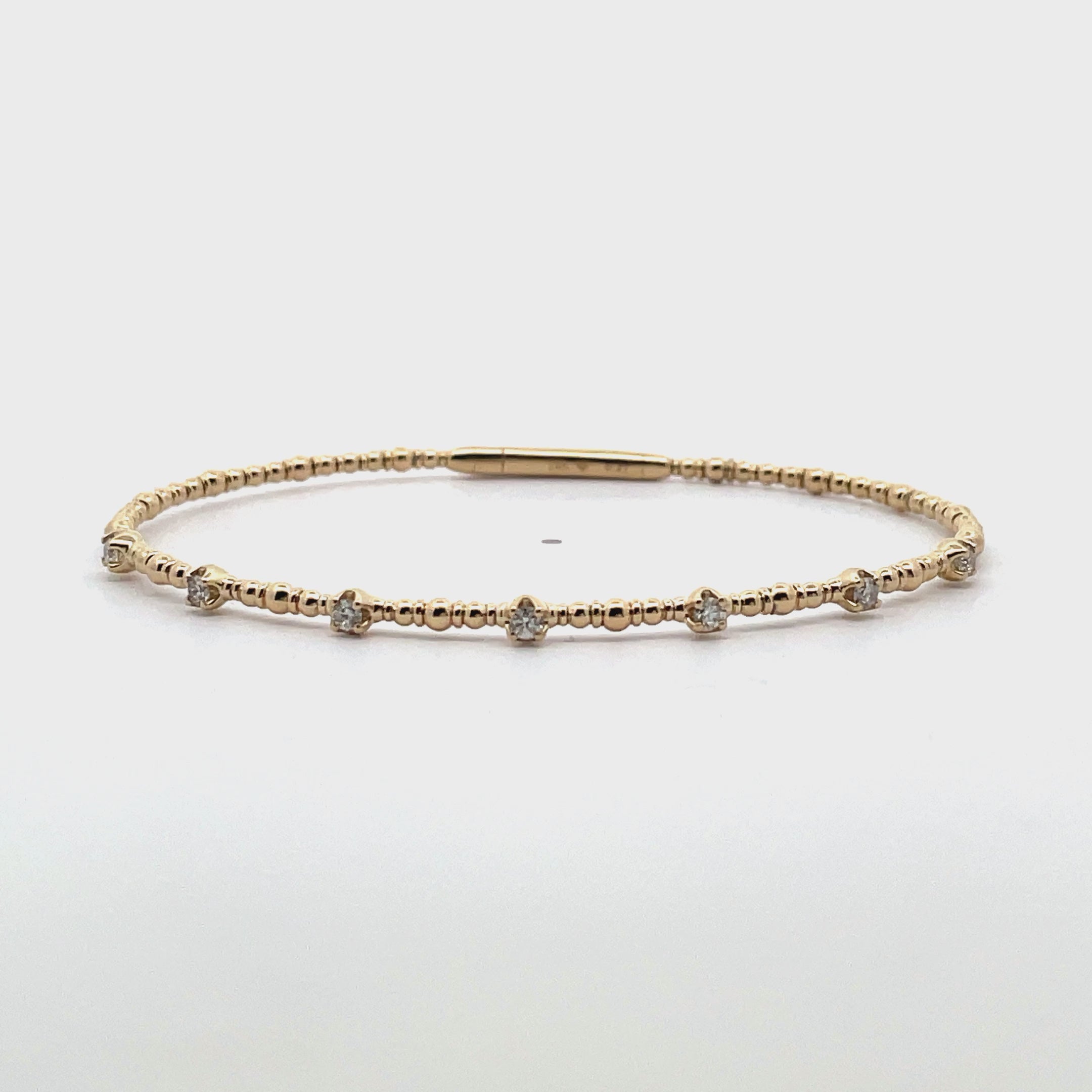 14K Yellow Gold Flexible Diamond Bangle Bracelet