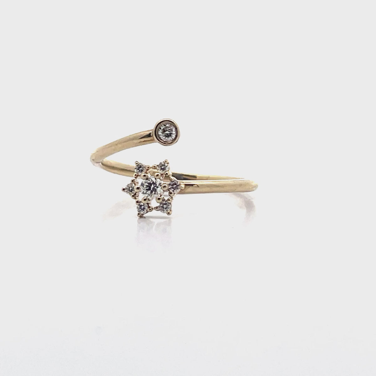 Meira T R10196/YG 14K Yellow Gold Diamond Snowflake Bypass Ring