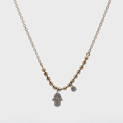 Meira T 14K Yellow Gold Mini Hand of God Pendant Hamsa Necklace