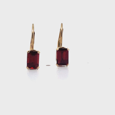 14K Yellow Gold Garnet Drop Earrings