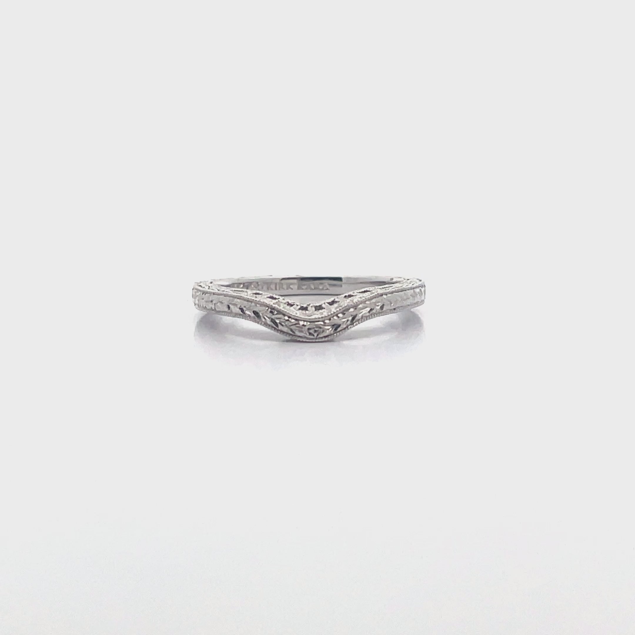 Load video: Kirk Kara SS6454B-BS Diamond Wedding Band with Hand Carving