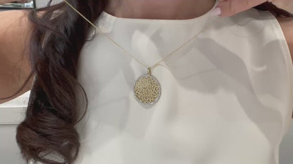 14K Yellow Gold Diamond Circle Pendant Necklace