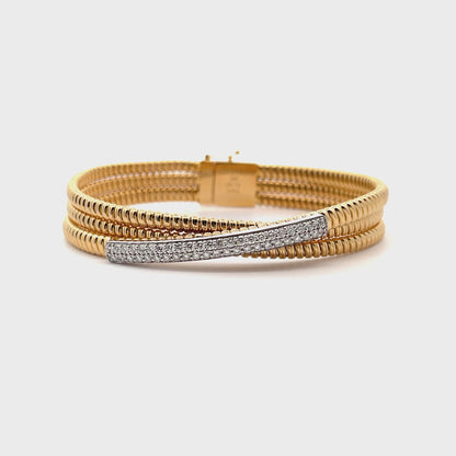 Simon G. LB2618 18K Two Tone Twisted Diamond Bracelet