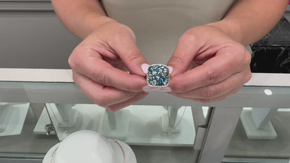 Allison Kaufman 14K White Gold Ring with Multi-Hued Blue Topaz & Diamonds